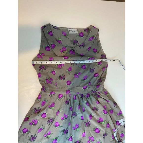 Cottagecore Chyapa Dress Plums Floral Pattern Fruit Spring Dress — Sz 4 - Picture 8 of 10
